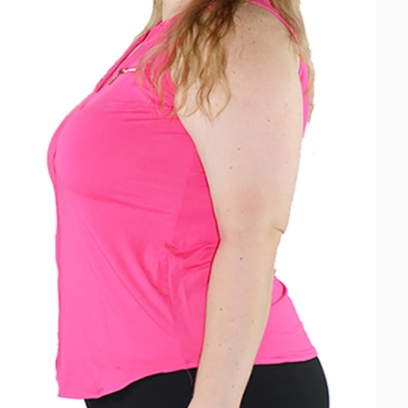 Plus Size Fuchsia Sleeveless Top Zipper Accent - Picture 2 of 5